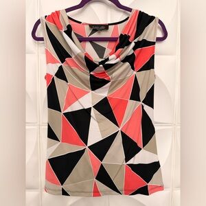 Evan Picone Black Label Geometric Top